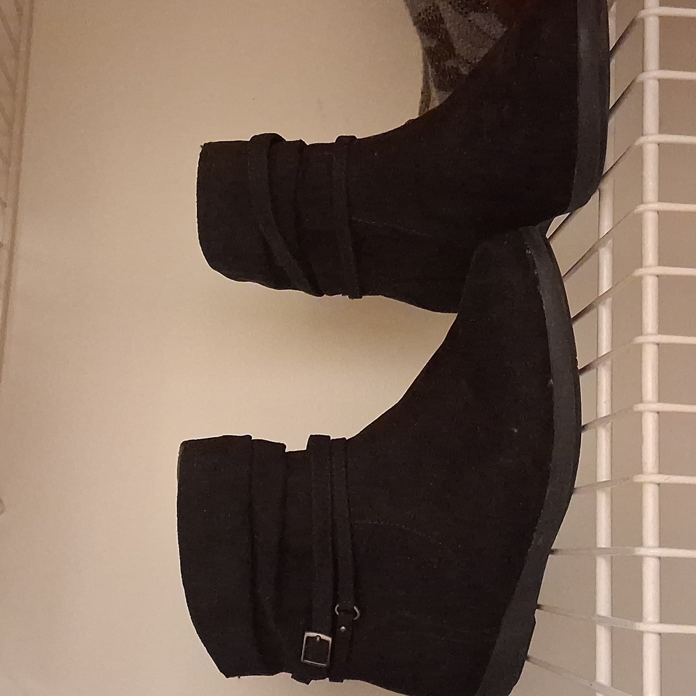 7 Black Ankle Boots with Buckle Detail